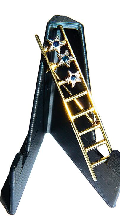 None and/or Unknown Jewelry - Vtg Mary Kay Ladder Of Success Brooch Pin 3 Genuine Sapphires Stars Gold-Tone 2"